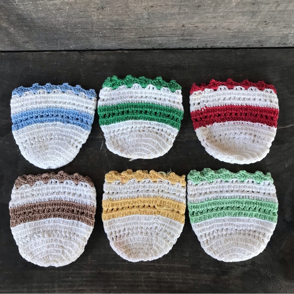 Handmade Vintage Crochet Drink Koozie Coasters | Set Of 6